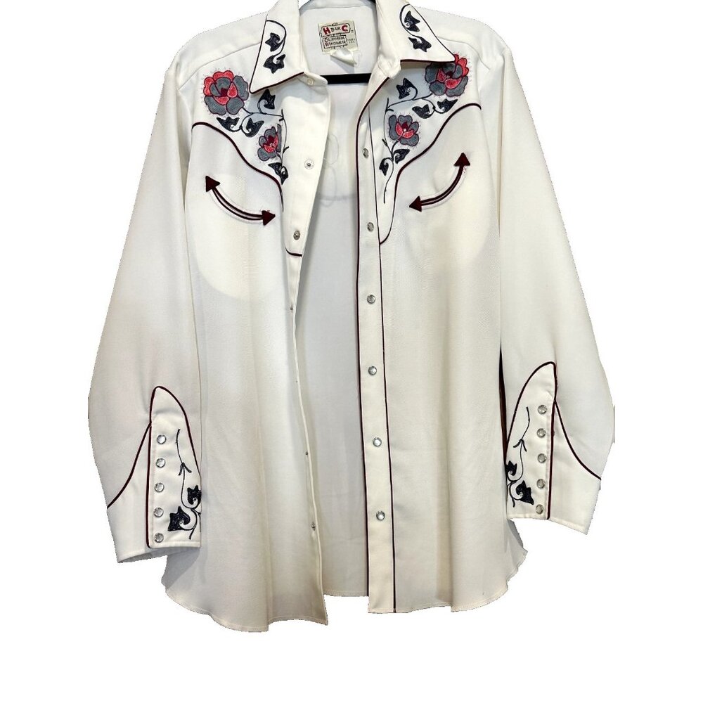 1950'S H BAR C ROSEMEAD MEN'S WESTERN SHIRT SZ 16 MADE IN USA